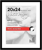 Americanflat 20x24 Picture Frame with Polished Plexiglass - Use as 16x20 Frame with Mat or Display 20x24 Photo Without Mat - Epic Collection - Wide Picture Frames for Wall Display - Black