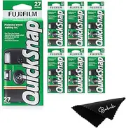 Fuji Film Quicksnap Flash Disposable Camera 400 Iso, 6 Pack, 35mm 27 Exp,with Balveli Coth, Fuji Film Disposable Camera Bulk, 6 Pack of Fuji Disposable Cameras.