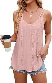 [CIZEUR] Women's Tank Top Summer Sleeveless Tank Tops Women Elegant Scoop Neck Plain Tunic Shirts