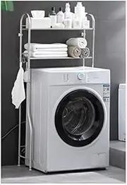 2-Tier Storage Shelves Over Washing Machine, Bathroom Organizer Shelf Stainless Steel Space Saver, Floor-Standing Toilet Rack for Bathroom Laundry