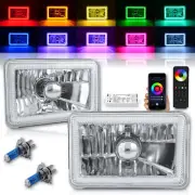 4X6 Bluetooth RF Color Change RGB SMD LED Halo Headlight Halogen Light Bulb Pair (for: Chrysler)