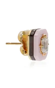 [Minty] 18k Yellow Gold Rosa Latte Ceramic Diamond Medium Single Stud Earring