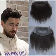 Hairpiece Hairline Toupee for Men Human Hair 7x16cm PU Skin Base D Style Frontal Hairline Hairpieces wig(2#)