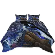 Falling Stars Blue Purple Dragon Coverlet