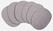 DAJAMAI 6 Pack Woven Placemats, 12x16 inches Gray Oval Plate Charger Cotton Heat Resistant Non-Slip Weave Place mats Farmhouse Straw Braided Rattan Tablemats Wicker Placemats for Dining Table