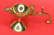 Puja Diya Deepam Handmade Brass Oil Wick Lamp Deepak Temple Home Décor BA697