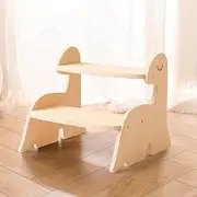 Dinosaurs Wooden Toddler Step Stool for Kids,Two Step Stool for Bathroom, Kitchen, and Toilet Potty Training Bathroom,Children's Stool with Handles