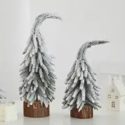 Tabletop Christmas Trees,Snow Flocked Mini Tabletop Pine Trees With Wooden Base