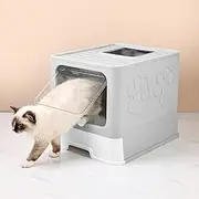 Belvie Pets Enclosed Cat Litter Box 2.0 - Easy to Clean Kitty Litter Tray for All Cats - Durable and Spacious Litter Boxes