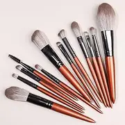 Makeup Brush Set 12 Pcs Premium Synthetic Foundation Powder Concealers Eye shadows Blush Makeup Brushes，Brown