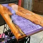 Glossy Epoxy Table Top Resin Table Walnut Custom Order Office Conference Room