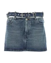 Y/Project Y Belt Logo Patch Denim Skirt S,M Blue