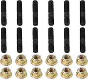 SG Store 12Pcs M8 Exhaust Manifold Studs with Nuts Kit Length 39mm Thread M8x1.25 Suitable for Exhaust System Repair Car Exhaust System Studs Nuts