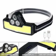 500 Lumens COB Bright Headlamp USB Rechargeable Electric Display Fishing Light