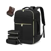 GGP Black 40L Large Capacity Travel Business Backpack With Expandable Compartments, Including 2 Toiletry Bags And Shoe Bag Durable Oxford Fabric