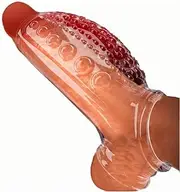 Penis Sleeve Cock Ring Extender Cock Enlarger Condom Sheath Delay Ejaculation Toys Men Couple,Clitoral Stimulation Sex Toys for Men（transparent）