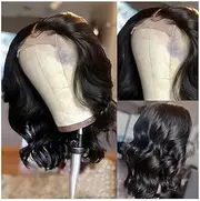 wigs for women Human Hair Wig, Bob Wigs for Women Human Hair 180% Density Lace Front Wig 4X4 Pre Cut Lace Wear Go Glueless Wig wig with bangs(10inches)