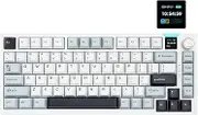 HUO JI 75% Wireless Keyboard Gasket-Mounted Mechanical Keyboard,creamy keyboard with TFT Screen, Bluetooth 5.1/2.4G Wireless & Type-C Wired, Sound Dampening Foams,Pre-lubed Linear Switches, White Blue