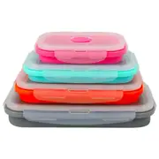 Set Silicone Food Storage Containers Collapsible Flat Box Camping Lunch Box