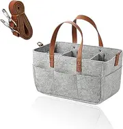 Baby Diaper Caddy Organizer with Shoulder Strap and Leather Handle,Portable Diaper Caddy Bag for Infant Boy Girl,Multifunction Large Baby Storage Basket