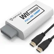 PORTHOLIC Wii to HDMI Converter 1080P for Full HD Device, White