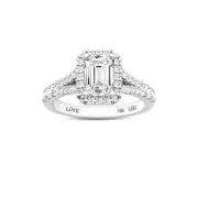 Love by Michelle Beville Emerald Halo Ring with 1.50ct of Laboratory Grown Diamonds in 18kt White Gold