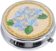 Beavorty Unique Design Mini Embroidered Rouge Pill Box Portable Medicine Organizer for Business Travel