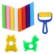 Coloured Modelling Clay Set 11pk w/ Roller Moulds Kids Boys Girls Fun Play Toys