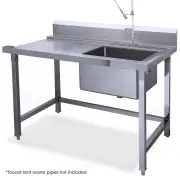EUROCHEF Right Side Entry Table for Commercial Dishwasher with Sink, Stainless Steel for Restaurant, Cafe, Kitchen