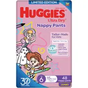Huggies Ultra Dry Nappy Pants Girl Size 6 (15kg+) 48 Pack