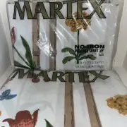 VTG Martex Twin Sheet Set No-iron Percale Fitted. Matching Flat Sheet Bamboo NIP