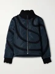 [Sea] Sea - Averie Crochet-trimmed Shell Bomber Jacket - Navy - large large Blue