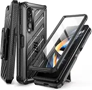 SUPCASE Case for Samsung Galaxy Z Fold 4 5G (2022), Bumper Case Robust Mobile Phone Case Premium Protective Case [Unicorn Beetle] with Integrated Screen Protector, Belt Clip and Stand, Black