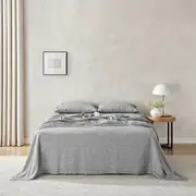 Natural Home Flax Linen Sheet Set White Pinstripe (Single,King Single,Double,Queen,King,Super King)