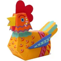 在飛比找Yahoo!奇摩拍賣優惠-立體手工制作卡通小動物大公雞3D紙質模型紙藝玩具~~特價