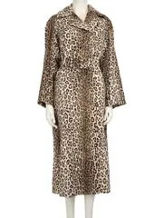 Leopard Print Velour Long Coat