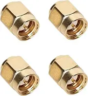 Ruimou 4PCS Brass Coaxial Straight Connector SMA to U.FL/IPX Dual Male (50 Ohm) for PCI/RF Antennas/Wireless LAN Devices/Coaxial Cable