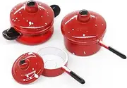 Odoria 1/12 Scale Dolls House Miniature Pots and Pans Dollhouse Kitchen Accessories, Red