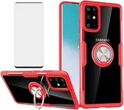 Phone Case for Samsung Galaxy S20 Ultra Glaxay S20ultra 5G with Tempered Glass Screen Protector Clear Cover and Stand Ring Holder Hard Cell Accessories Gaxaly 20S S 20 A20 20ultra G5 Cases Men Red