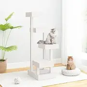 Cat Tree White 45.5x49x103 cm Solid Wood Pine,Cat Furniture 7.35KG-824649