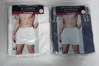 Roundtree Yorke Full Cut Boxers Underwear Men 52 Big Man’s NEW 4-Pack Lot $60