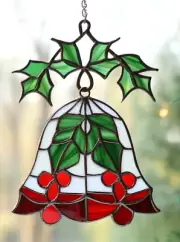 50+ pieces 18cm long CHRISTMAS BELL DECORATION Stained Glass WINDOW SUNCATCHER