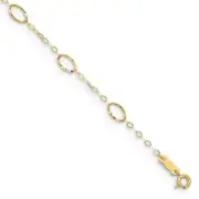 14k Gold Oval Shapes 10" Anklet with 1" Extension