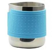 Stainless Steel Milk Frothing Jug Coffee Pitcher W/ Blue Silicone Sleeve 350ml