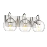 3-Light Bathroom Vanity Lights Over Mirror, Globe Brushed Nickel - 3 light