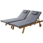 Gardeon Sun Lounger Wooden Lounge Day Bed Wheel Patio Outdoor Setting Furniture