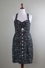 MODCLOTH NWT Mixed Sea Shell Print Linen Lined Cut Out Tank Dress Size 16