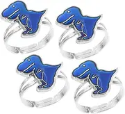 [TOGEVAL] Dinosaur Mood Ring Set 4pcs Changeable Boys and Girls Mood Rings Boys Girls Toys Adjustable Size