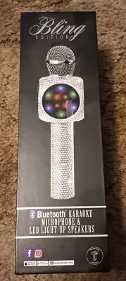 Wireless Express Silver Bling Karaoke Microphone + Bluetooth Speaker All-In-One