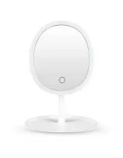[SOGA] Oval Makeup Bedroom Table Vanity Mirror Tricolor Adjustable Light LED 26cm in White